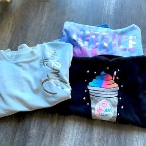 JUSTICE lot of 3 cropped hoodies size 6/7, 7